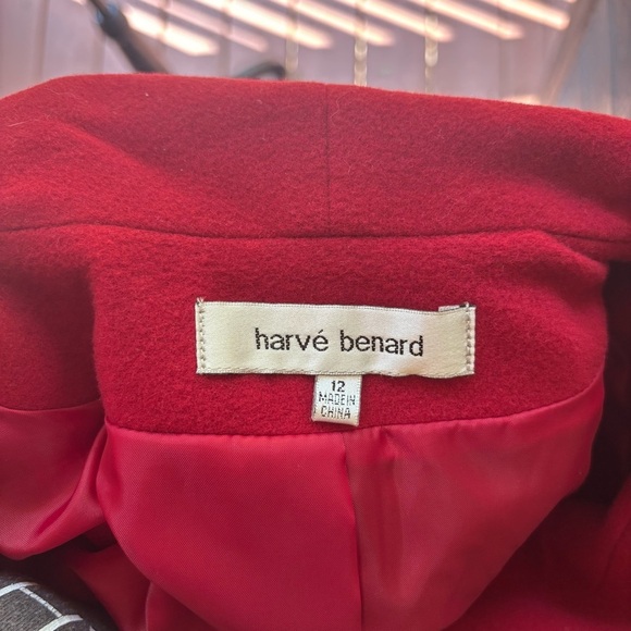 Vintage Harve Benard Red Wool Cashmere Blend Blazer, 80s Single Breasted Jacket - Picture 5 of 11